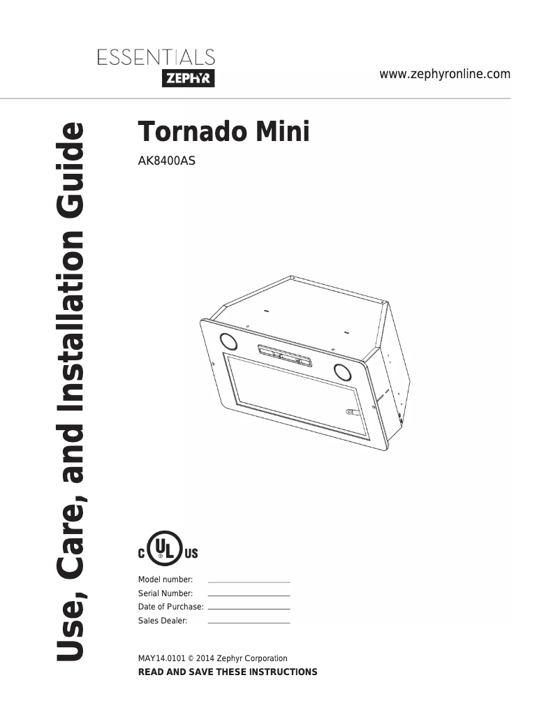 Page 1 de la notice Manuel utilisateur Zephyr AK8400AS