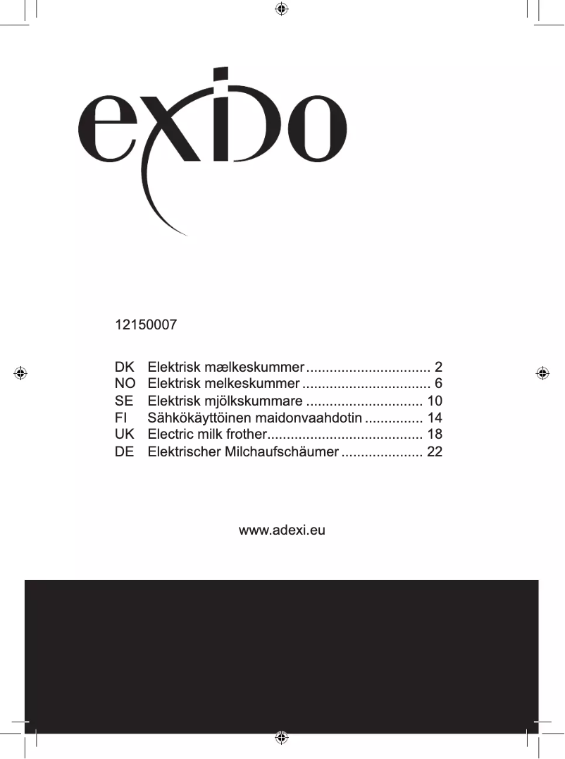 Page 1 de la notice Manuel utilisateur Exido 12150007