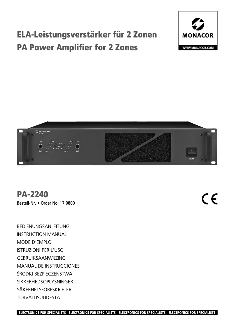 Page n°1 - Manuel utilisateur Monacor PA-2240