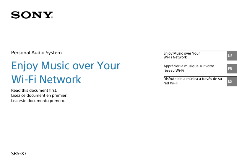 Page 1 de la notice Guide d'installation Sony SRS-X7