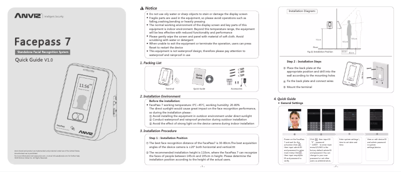 Image de la première page du manuel de l'appareil FacePass 7