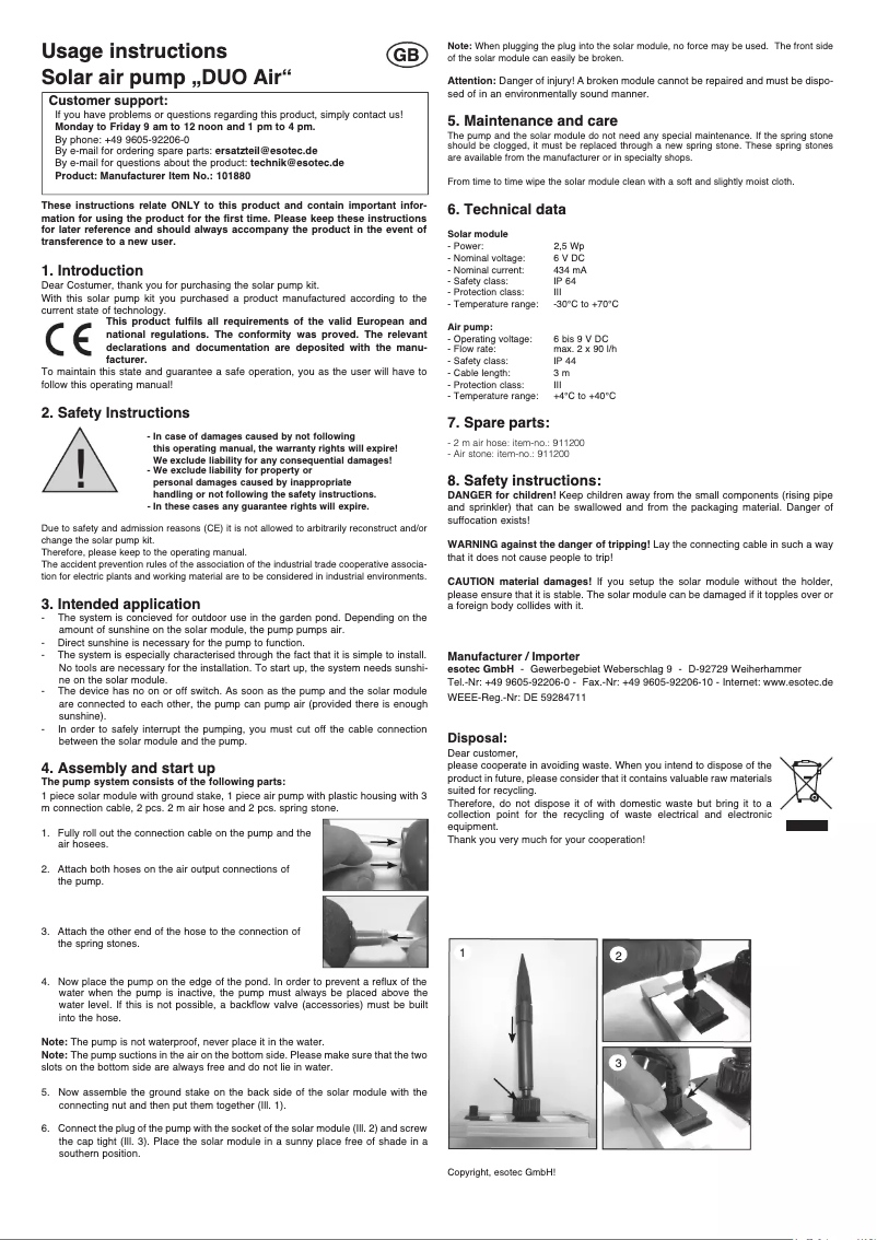 Página 1 del manual Manual de usuario Esotec DUO Air