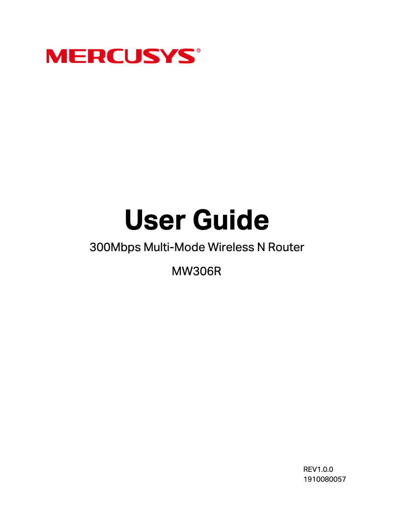 Image de la première page du manuel de l'appareil MW306R