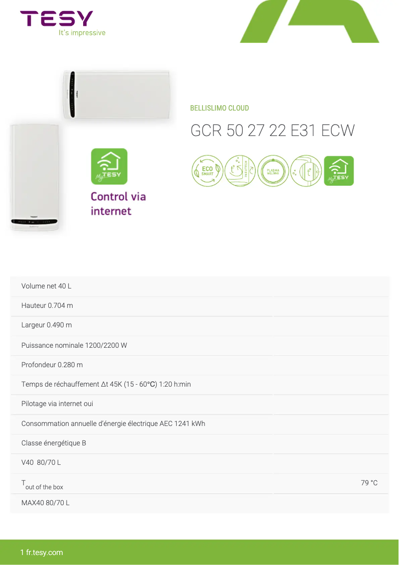 Image de la première page du manuel de l'appareil BelliSlimo Cloud 50