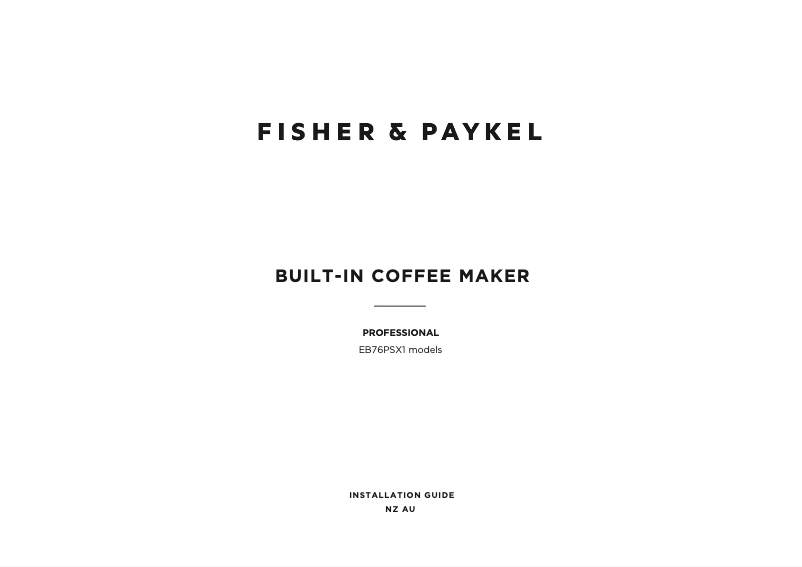 Page 1 de la notice Guide d'installation Fisher & Paykel EB76PSX1