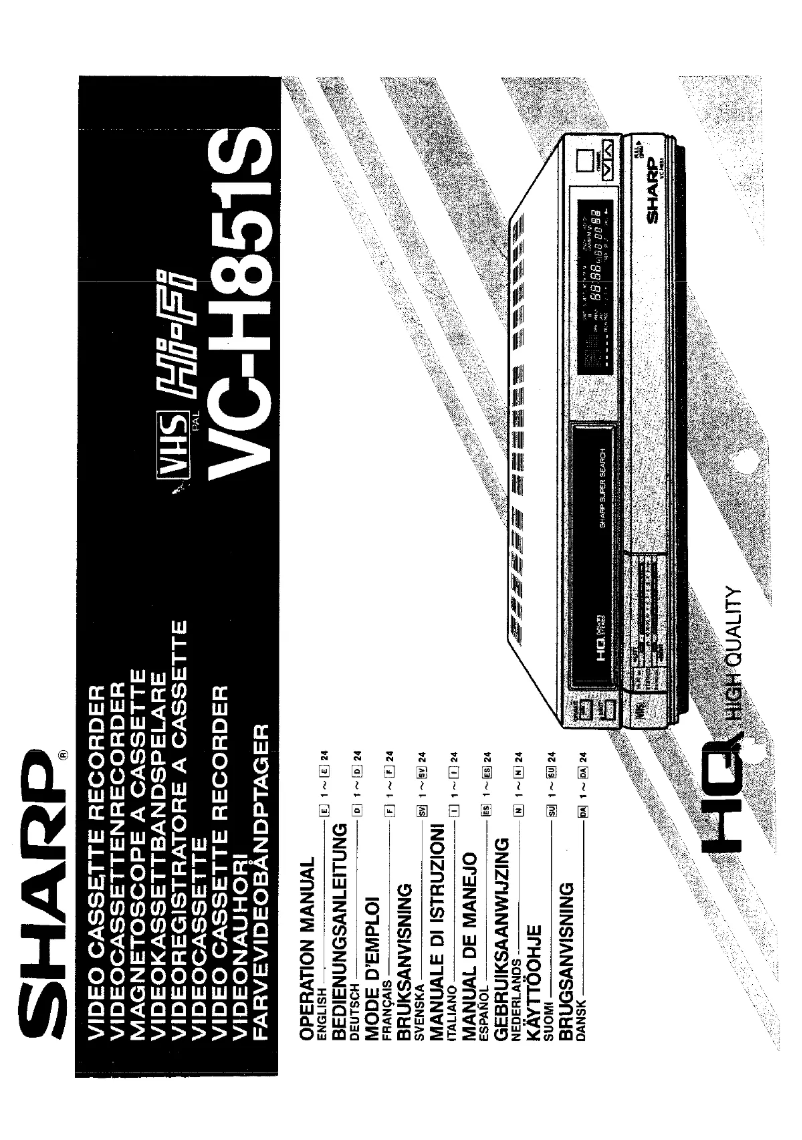 Page n°1 - Manuel utilisateur Sharp VC-H851S