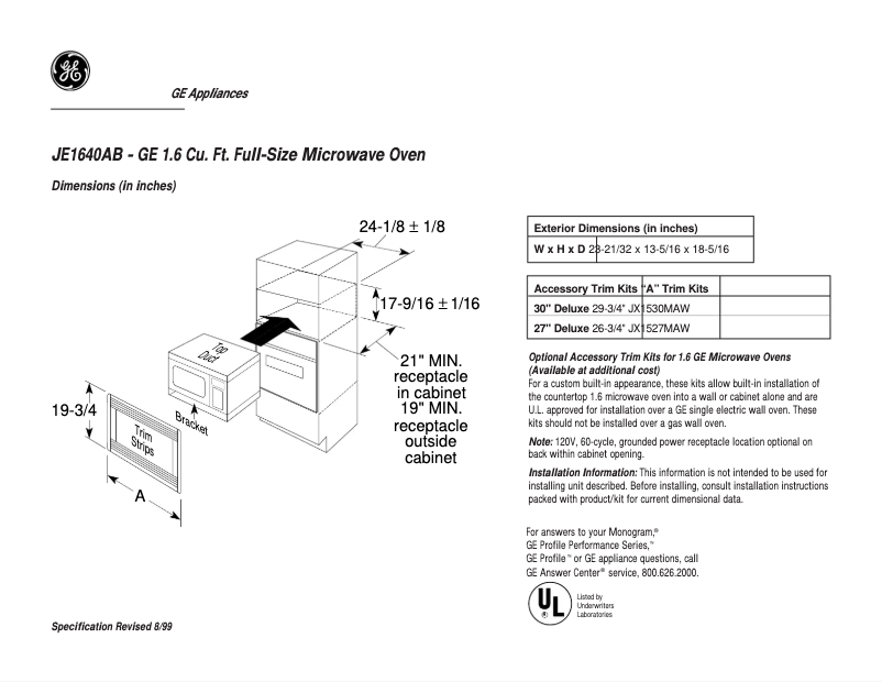 First page image of the manual for JE1640AB