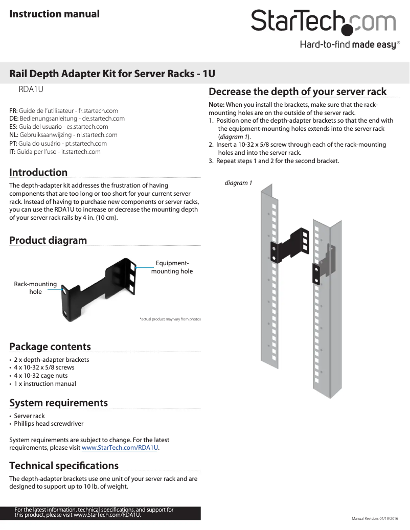 Image de la première page du manuel de l'appareil RDA1U