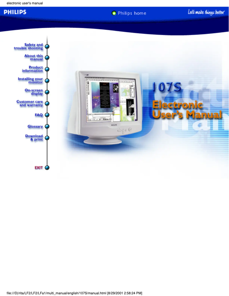Page n°1 - Manuel utilisateur Philips 107S21