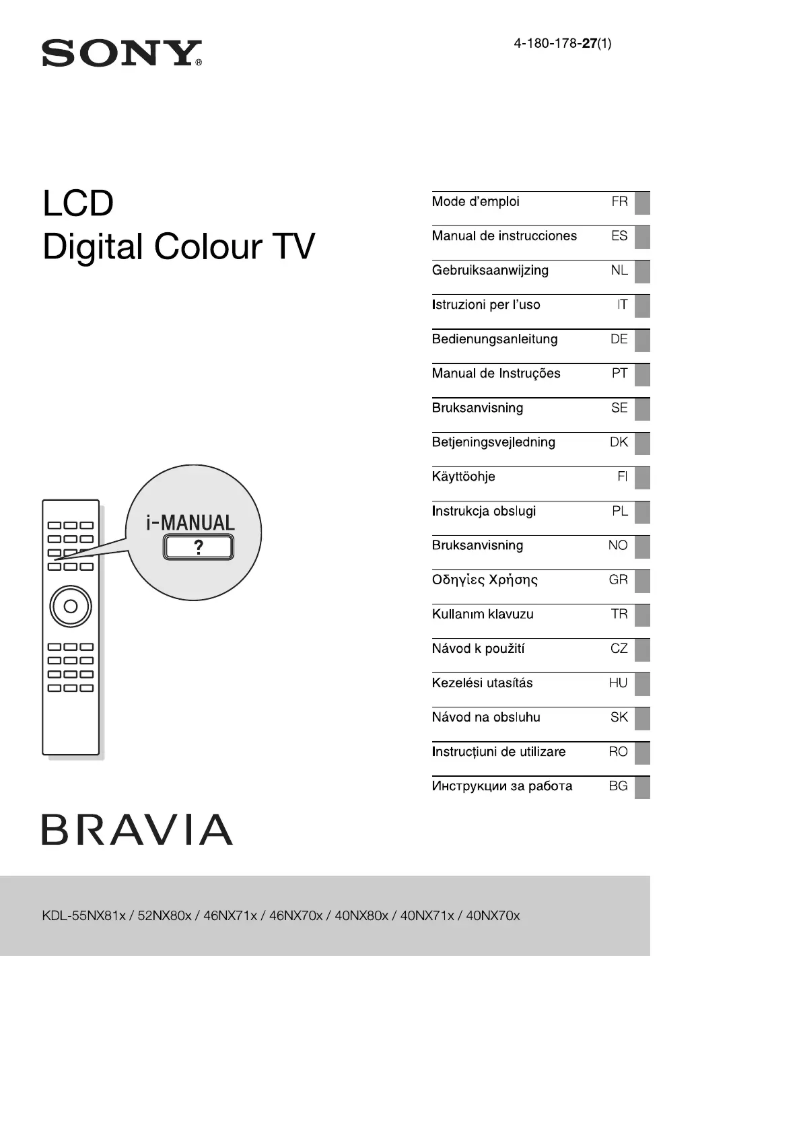 Page 1 de la notice Manuel utilisateur Sony Bravia KDL-40NX700B