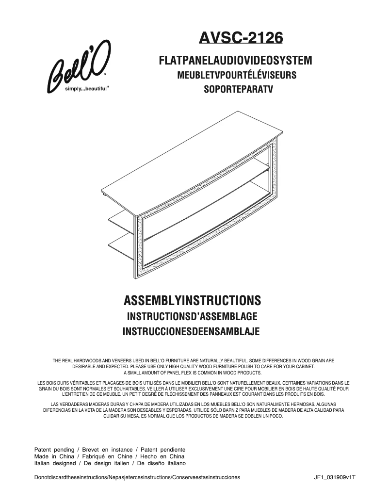 Page n°1 - Manuel utilisateur Bell'O AVSC-2126