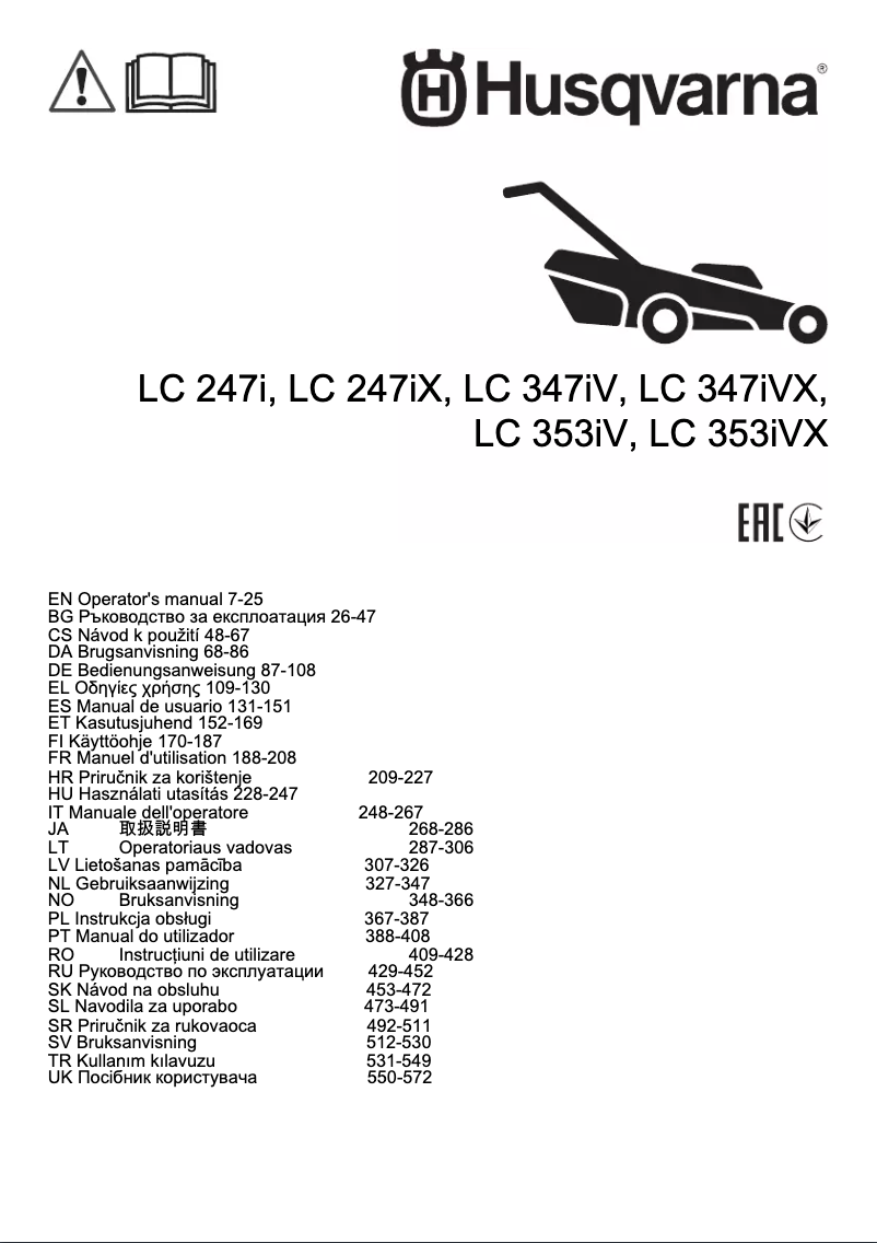 Page n°1 - Manuel utilisateur Husqvarna LC 347V