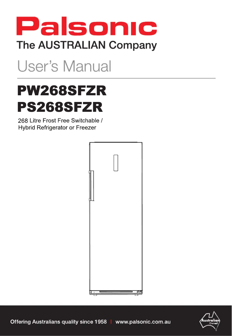 Page 1 de la notice Manuel utilisateur Palsonic PS268SFZR
