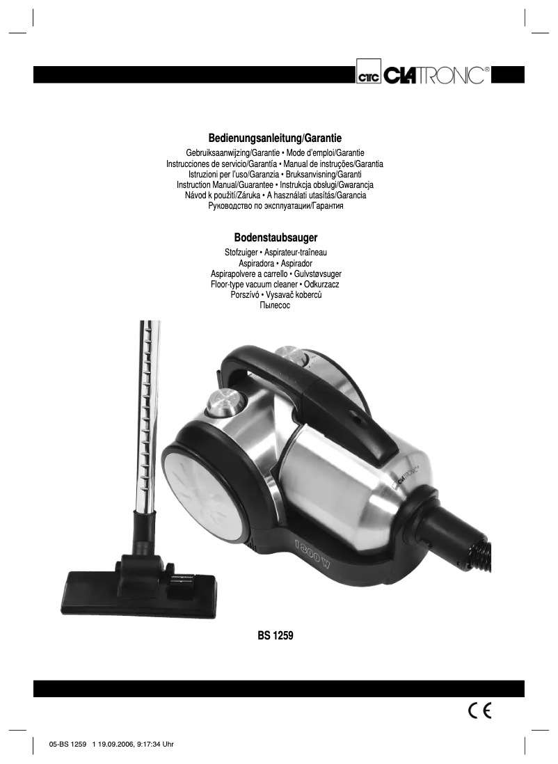 Page n°1 - Manuel utilisateur Clatronic BS 1259