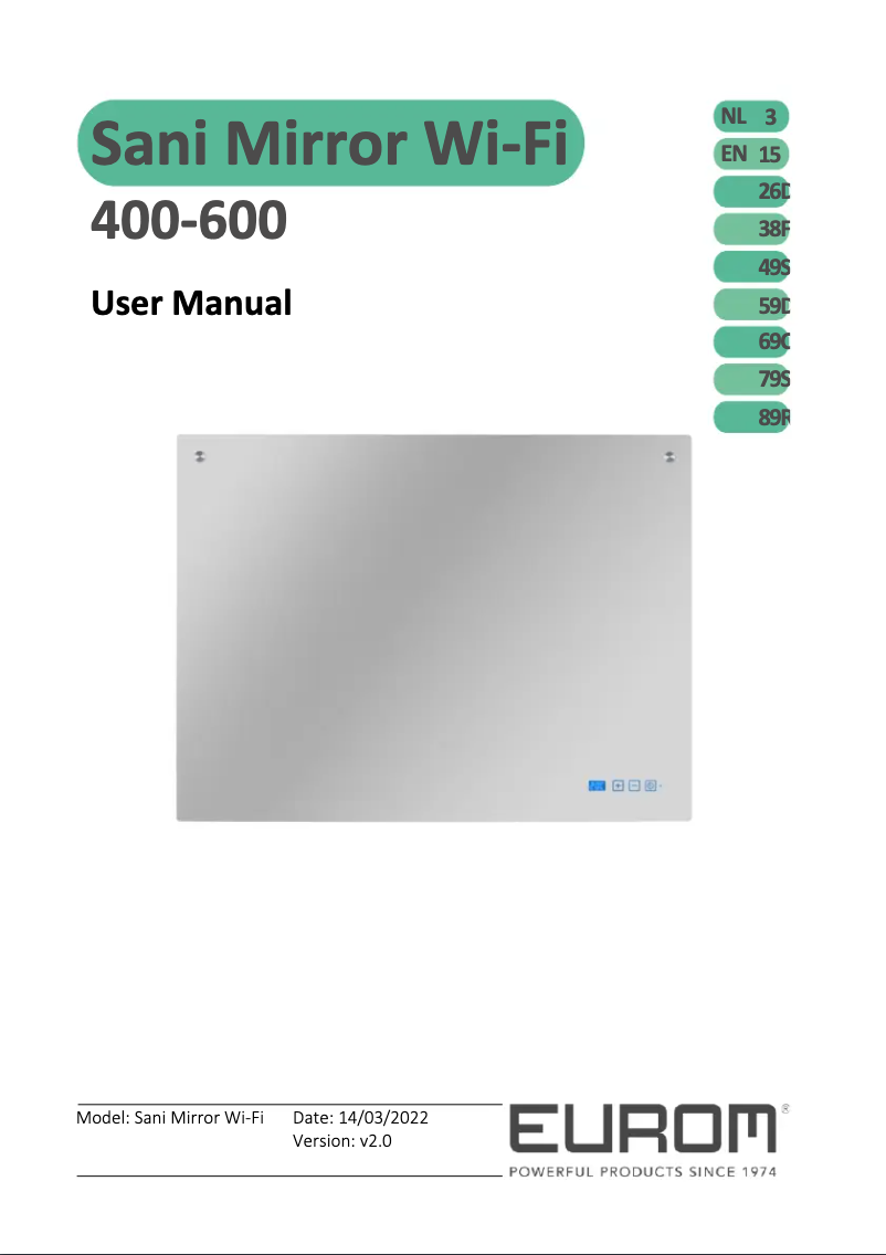 Page 1 de la notice Manuel utilisateur Eurom Sani 400 Mirror Wifi
