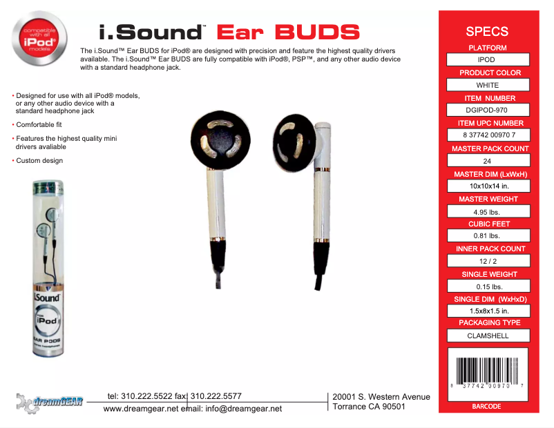 Page 1 de la notice Manuel utilisateur dreamGEAR DGIPOD-970