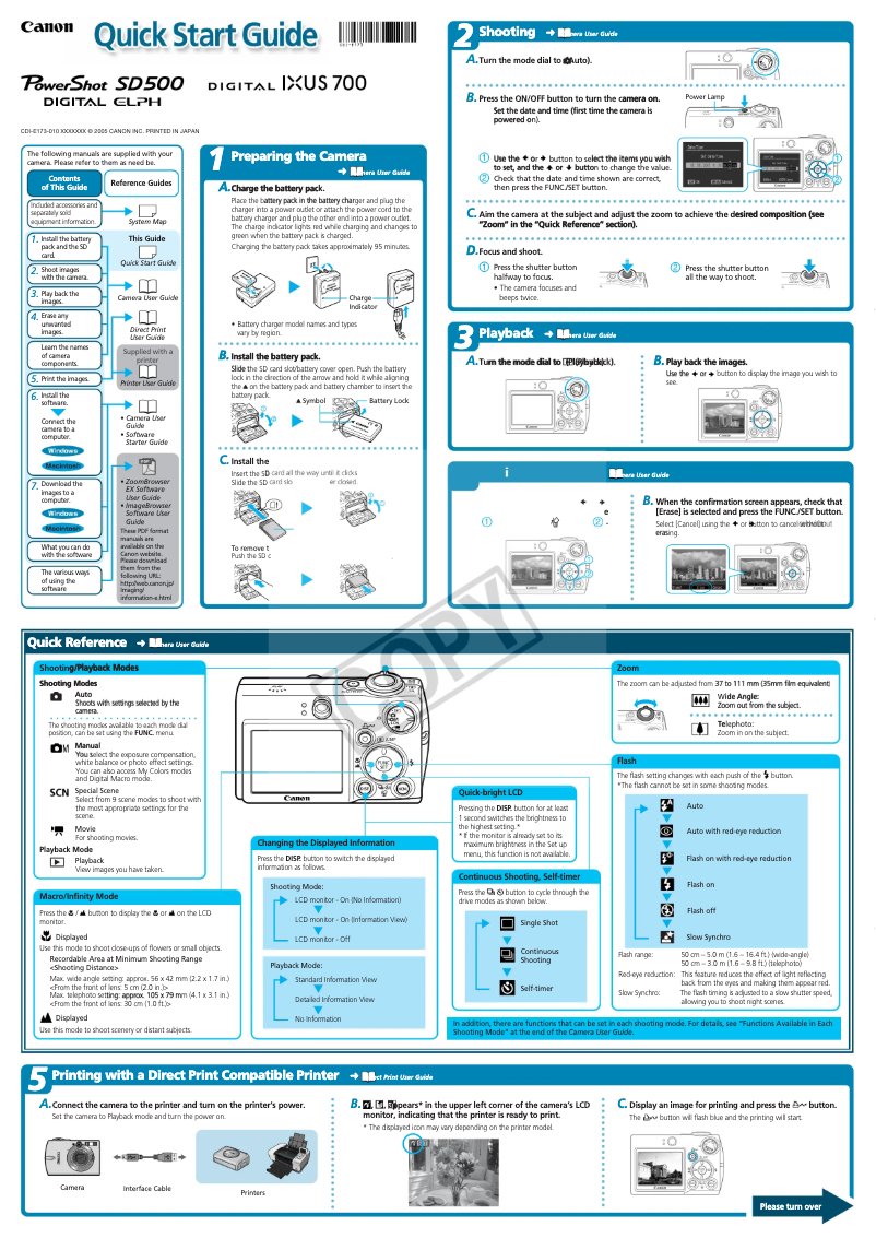 Página 1 del manual Manual de usuario Canon PowerShot SD500