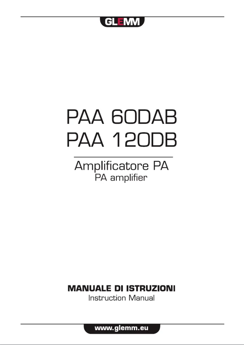 Page n°1 - Manuel utilisateur Glemm PAA 120DB