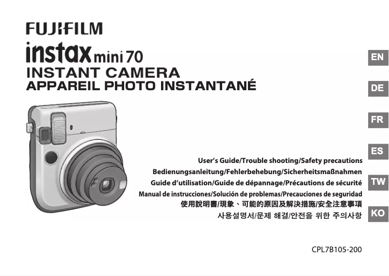 Page n°1 - Manuel utilisateur Fujifilm Intax Mini 70