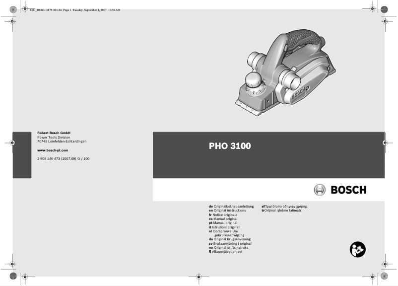 Page n°1 - Manuel utilisateur Bosch PHO 3100