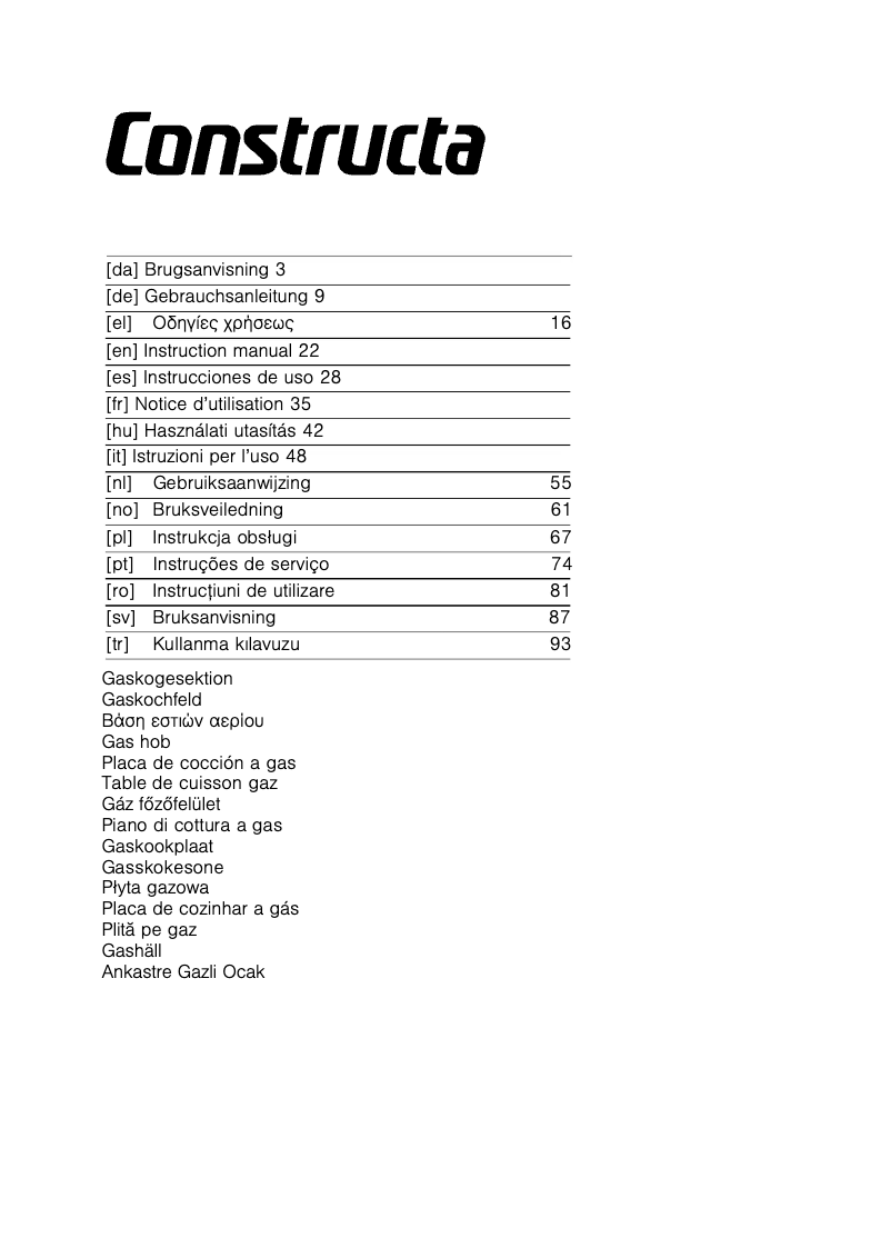 Page 1 de la notice Manuel utilisateur Constructa CA174651