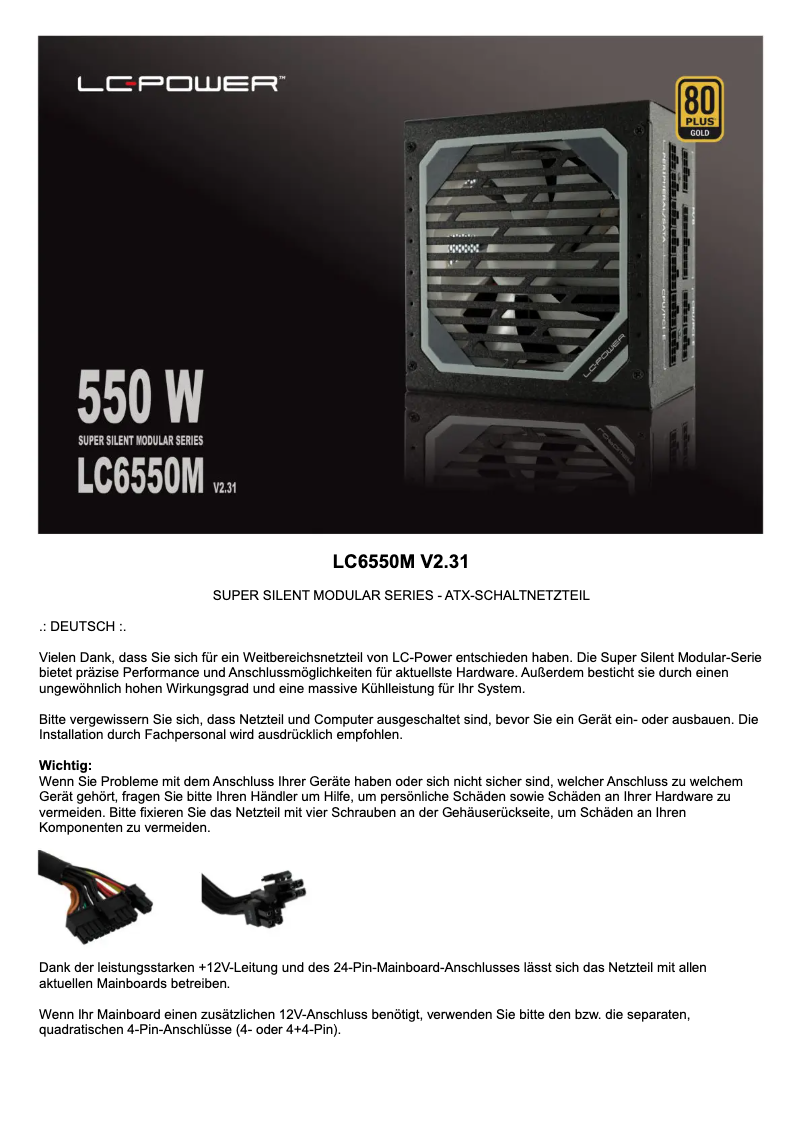 Page n°1 - Manuel utilisateur LC-Power LC6550M V2.31