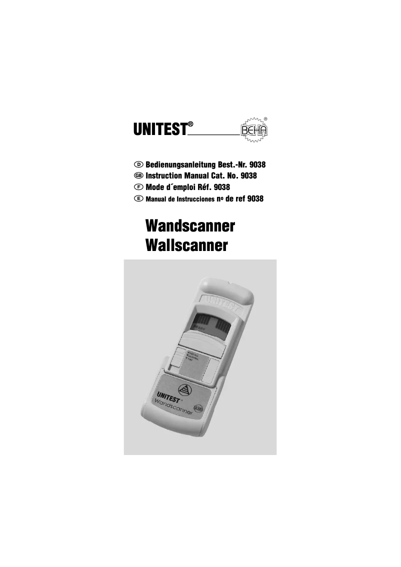 Page n°1 - Manuel utilisateur Unitest 9038