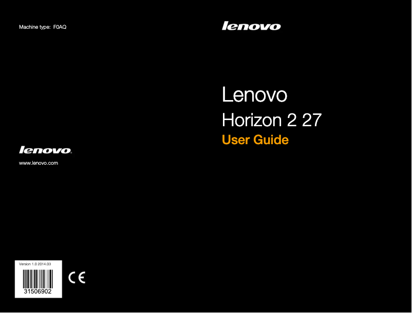 Page 1 de la notice Manuel utilisateur Lenovo Horizon 2