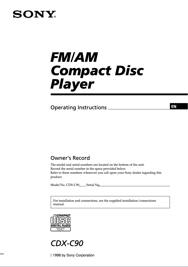 Image de la première page du manuel de l'appareil CDX-C90