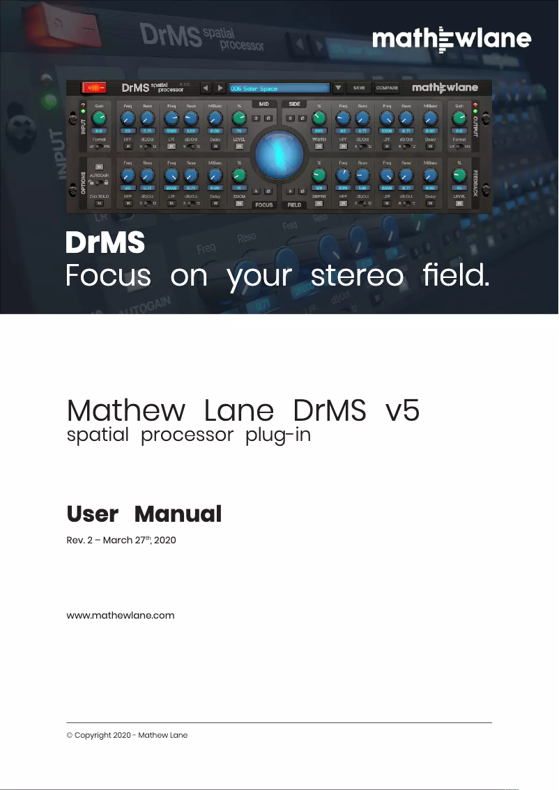 Page n°1 - Manuel utilisateur Mathew Lane DrMS