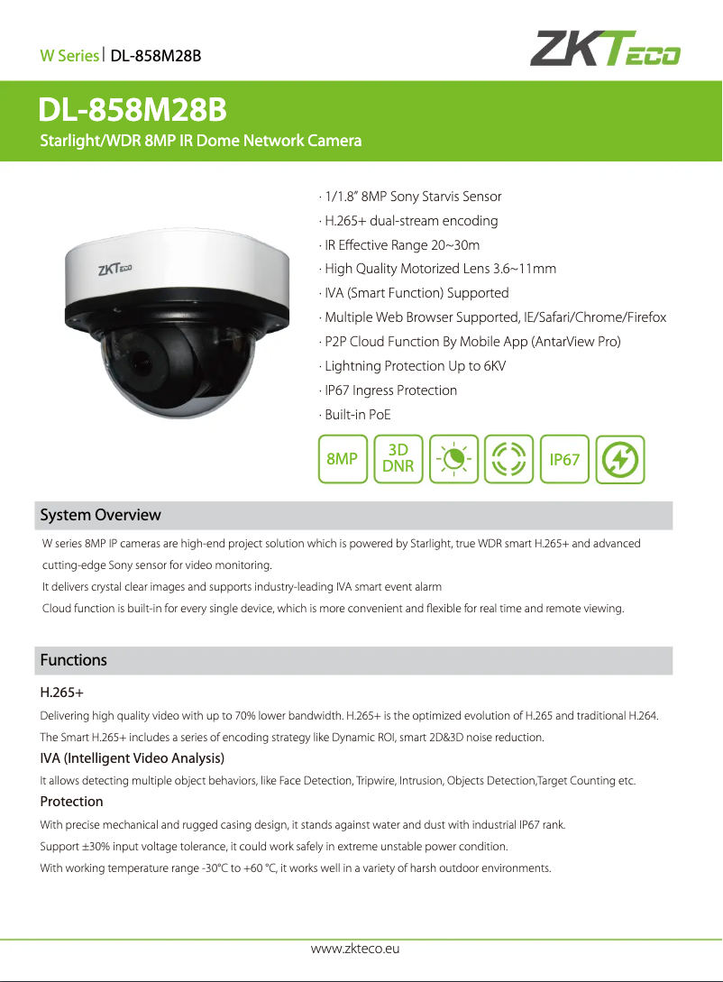 Page 1 de la notice Manuel utilisateur ZKTeco DL-858M28B