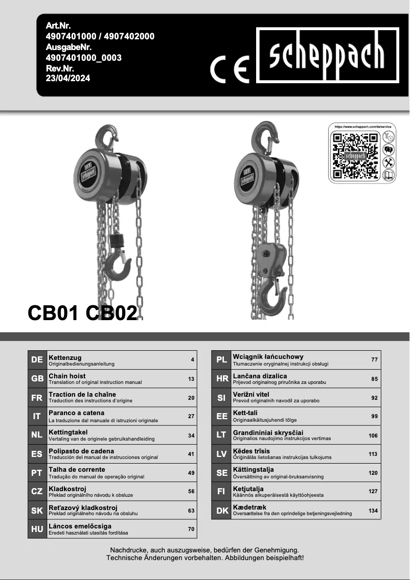 Image de la première page du manuel de l'appareil CB01