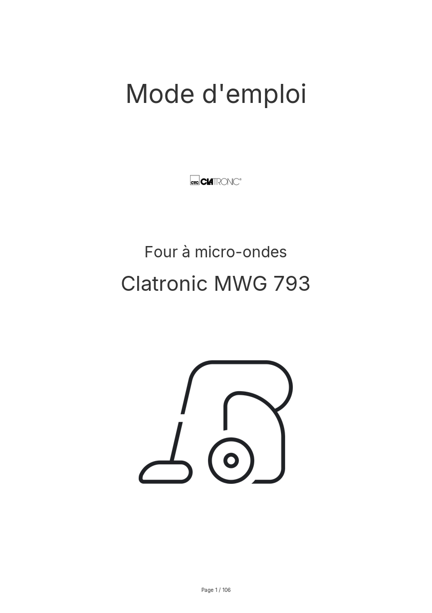 Image de la première page du manuel de l'appareil MWG 793