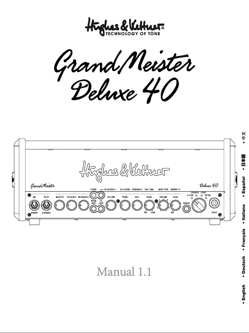Page 1 de la notice Manuel utilisateur Hughes & Kettner GrandMeister Deluxe 40