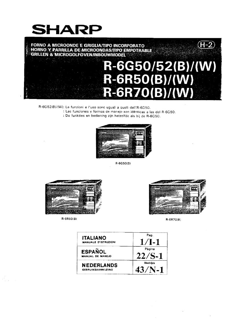 Page n°1 - Manuel utilisateur Sharp R-6G50