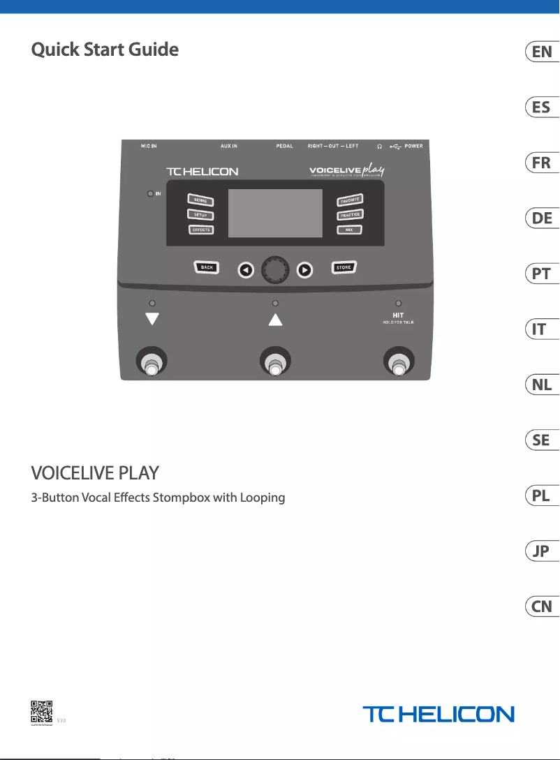 Page n°1 - Guide de démarrage rapide TC Helicon VoiceLive Play