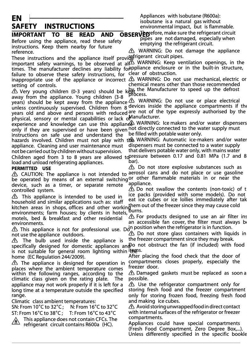 Page 1 de la notice Instructions de sécurité Whirlpool ARG 751/A+