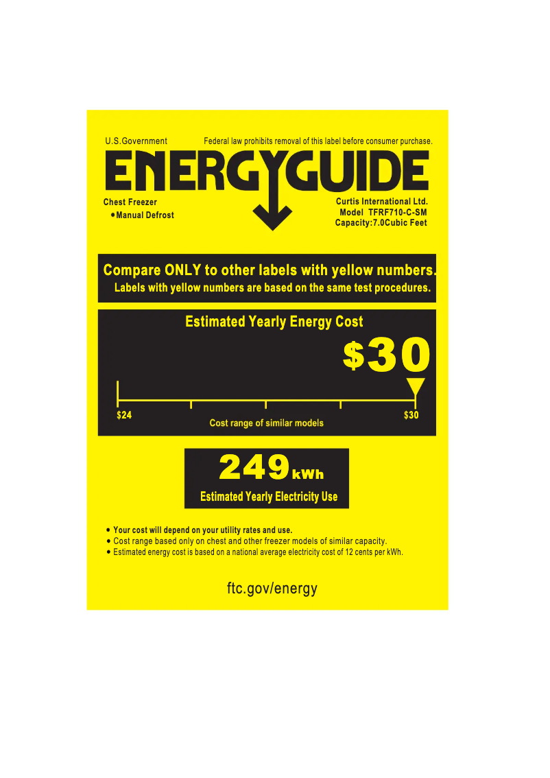 Page n°1 - Label énergétique Thomson TFRF710-C-SM