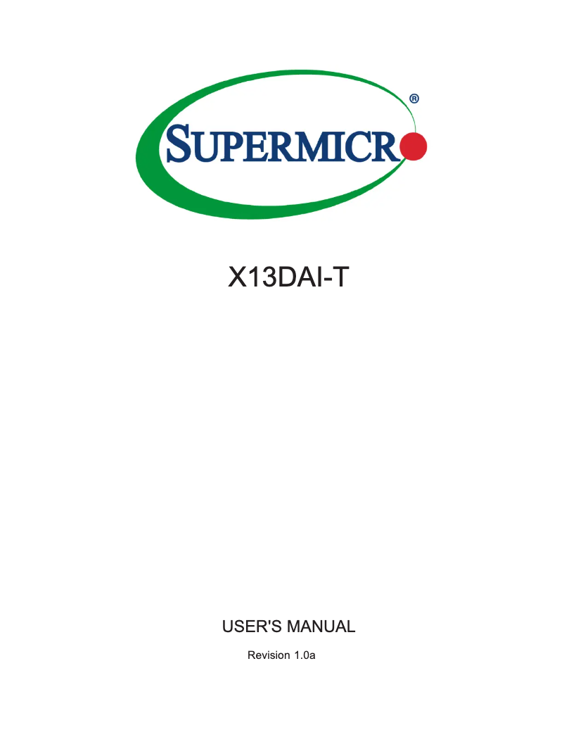 Page n°1 - Manuel utilisateur Supermicro X13DAI-T