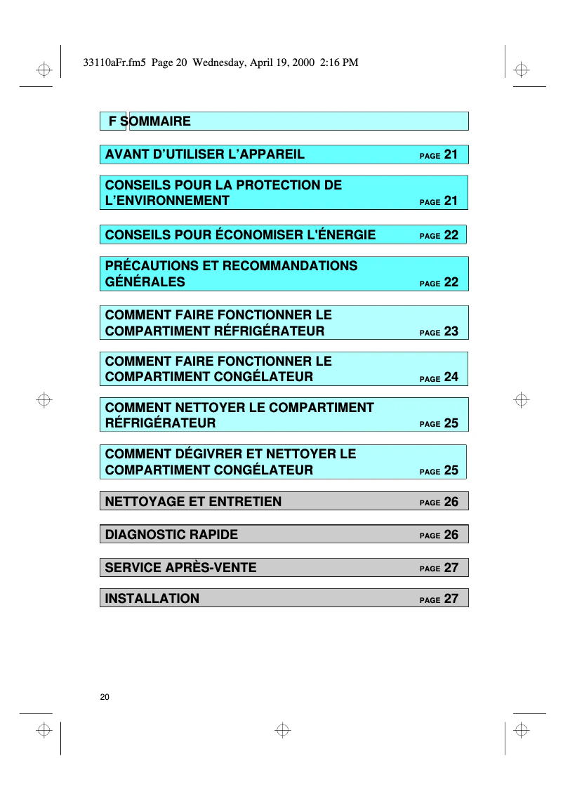 Image de la première page du manuel de l'appareil ART 943/H