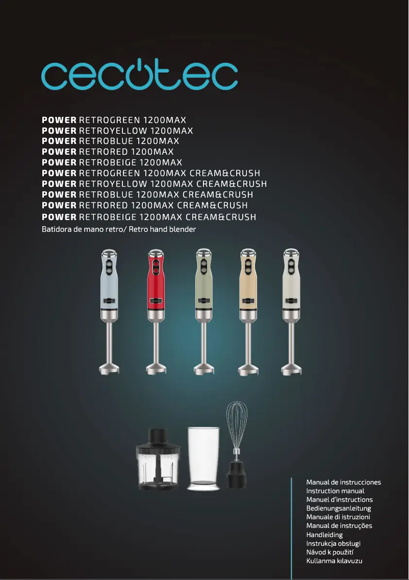 Page 1 de la notice Manuel utilisateur Cecotec Power RetroYellow 1200MAX Cream&Crush
