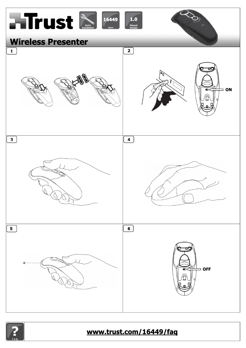 Page 1 de la notice Manuel utilisateur Trust Wireless Laser Presenter Mouse