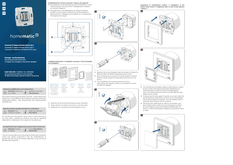 Image de la première page du manuel de l'appareil HMIP-ADA-SE2