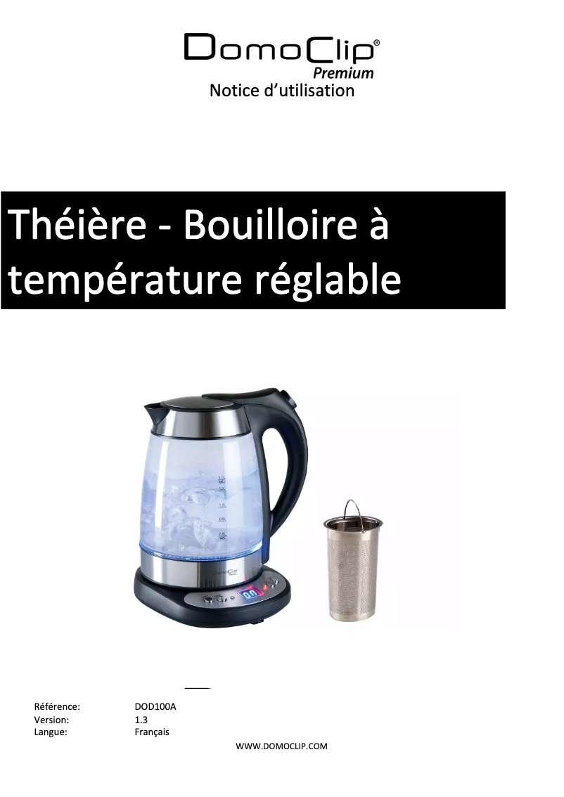 Image de la première page du manuel de l'appareil DOD100A