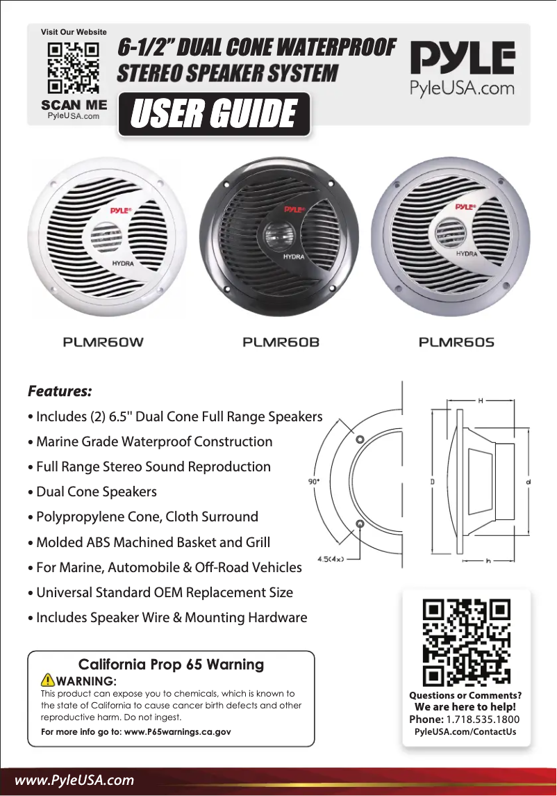 Page 1 de la notice Manuel utilisateur Pyle PLMR60W