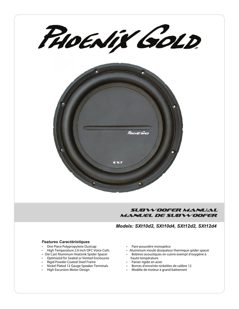 Page 1 de la notice Manuel utilisateur Phoenix Gold SXT10D4