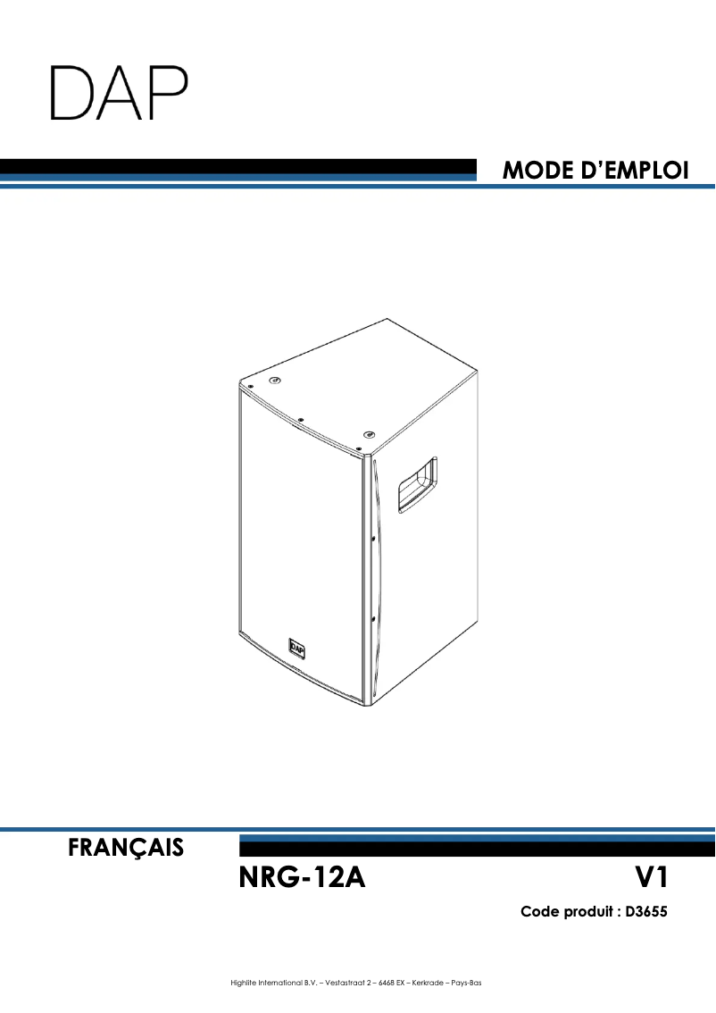 Page n°1 - Manuel utilisateur DAP-Audio NRG-12A