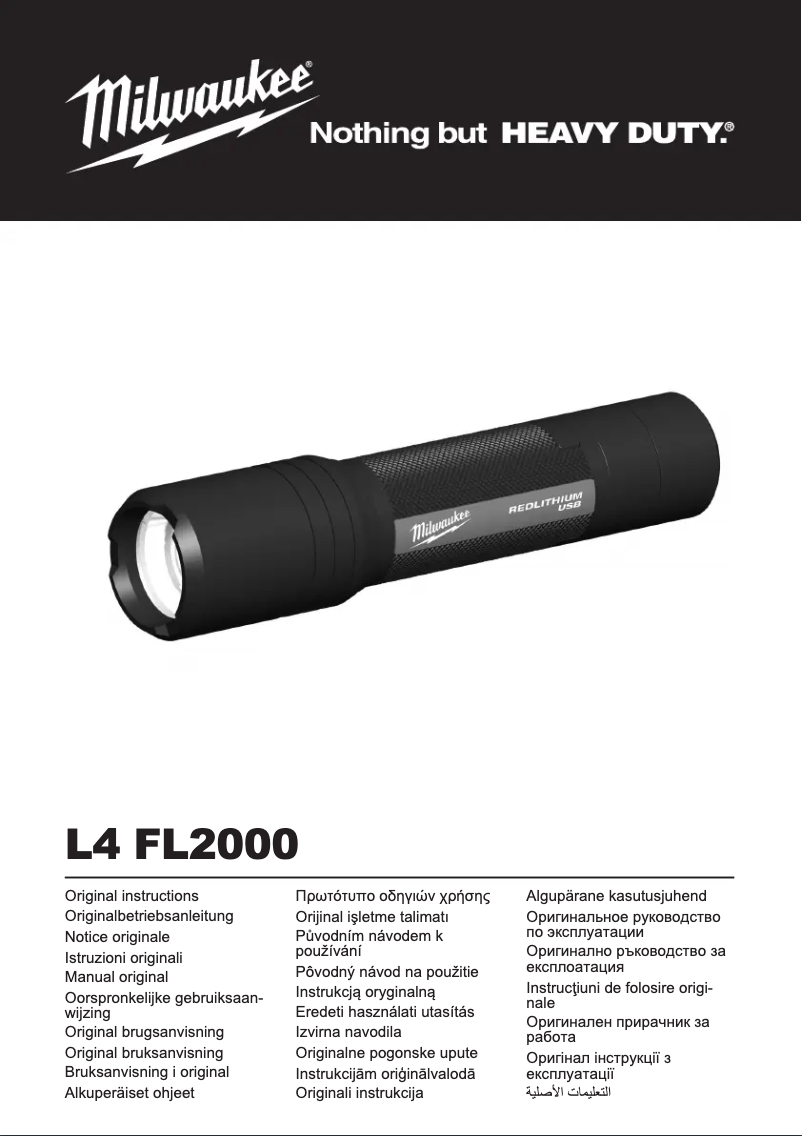 Page 1 de la notice Manuel utilisateur Milwaukee L4 FL2000