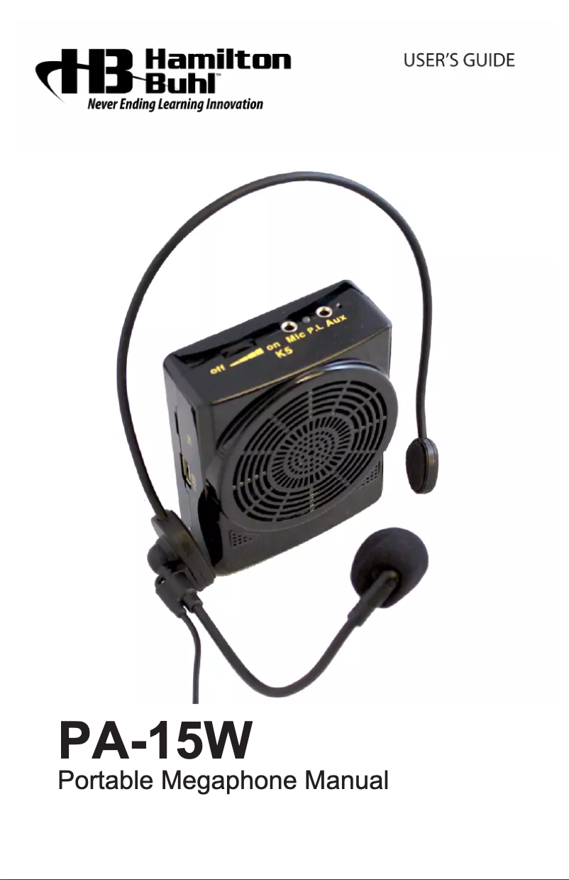 Page 1 de la notice Manuel utilisateur Hamilton Buhl PA-15W