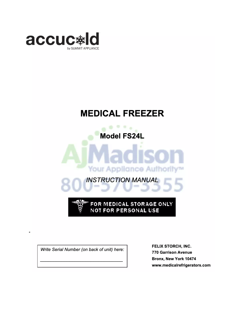 Page 1 de la notice Manuel utilisateur Accucold FS24L